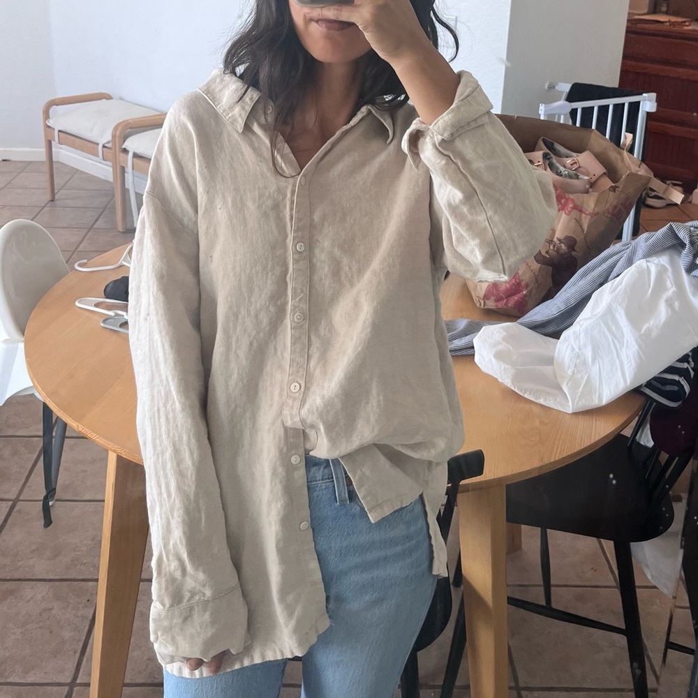 oversized linen button up